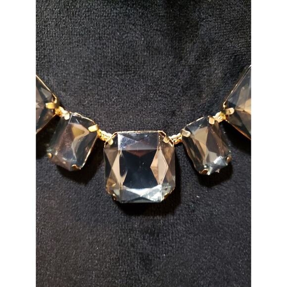Womens Gold Tone Faceted Crystal Squared Away Collar Necklace with Lobster Clasp - Picture 3 of 6